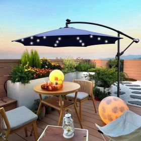 10 ft Outdoor Patio Umbrella Solar Powered LED Lighted Sun Shade Market Waterproof 8 Ribs Umbrella with Crank and Cross Base for Garden Deck Backyard