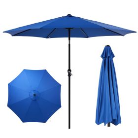 9 foot outdoor patio umbrella with button tilt and crank, Outdoor patio/market table umbrella UV protected and waterproof, blue