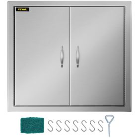 VEVOR Outdoor Kitchen Access 26"x 24" Wall Construction Stainless Steel Flush Mount for BBQ Island, 26inch x 24inch, Double Door