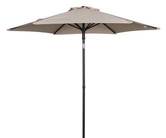 Outdoor 7.5 Foot Tan Round Push-up and Tilt Market Patio Umbrella