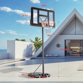 Basketball Hoop Outdoor Portable Goals Court System 4.2-10Ft Adjustable Height, 44 Inch Shatterproof Backboard & Enlarged Base