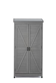 Outdoor Storage Cabinet With Metal Top, 68Tall Garden Shed For Yard (Option: Gray)