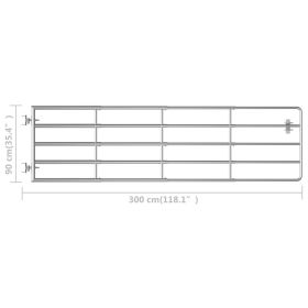 vidaXL 5 Bar Field Gate Steel (45.3"-118.1")x35.4" Silver (Option: as picture)