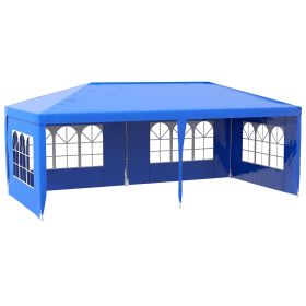 Outsunny 9.6' X 19' Large Party Tent, Outdoor Event Shelter, Gazebo Canopy With 4 Removable Window S (Color: Blue)